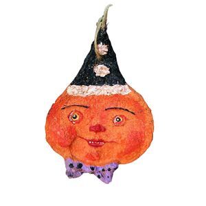 Vtg Halloween Debra Schoch Jack-o-Lantern Witch Ornament Folk Art Bethany Lowe